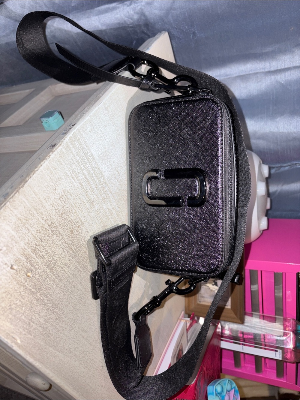 Marc Jacobs Black Compact Crossbody Phone Case with Strap